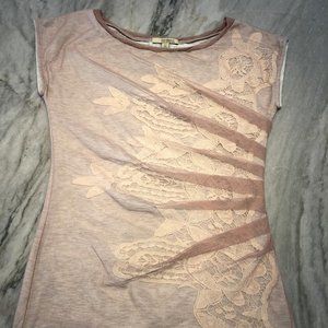 Anthropologie blush two-layered lacey t-shirt